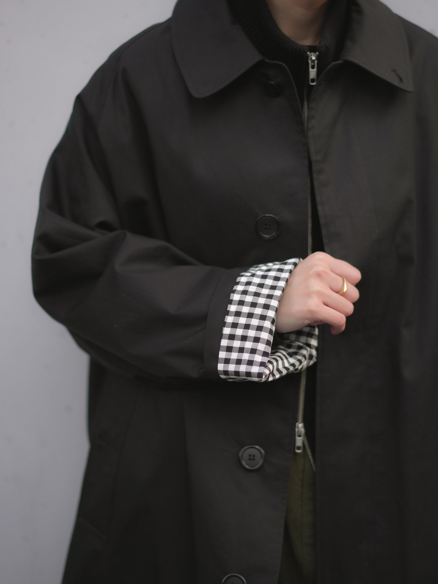 Single Raglan Coat - BLACK